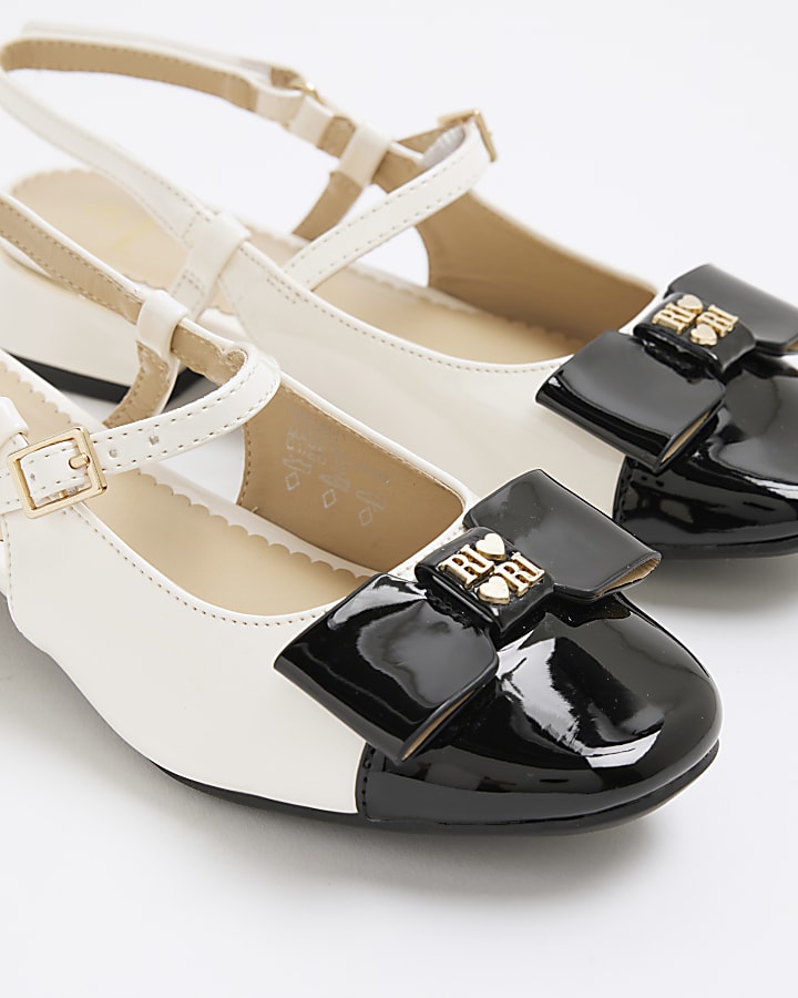 Girls Cream Bow Sling Back Shoes