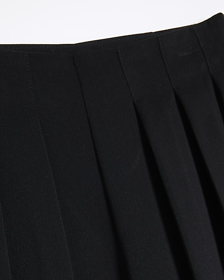 Girls Black Pleated High Waisted Trousers