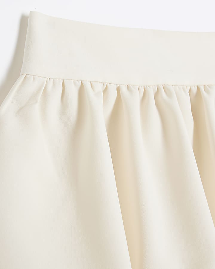 Girls Cream Bubble Hem Skirt