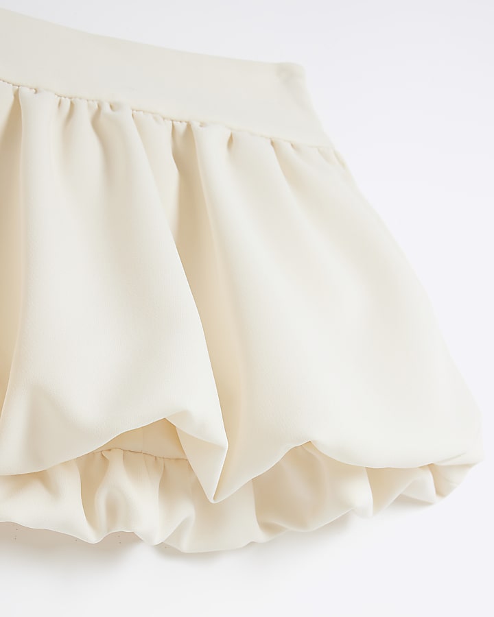 Girls Cream Bubble Hem Skirt