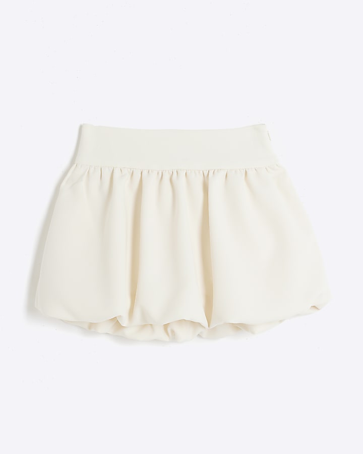 Girls Cream Bubble Hem Skirt