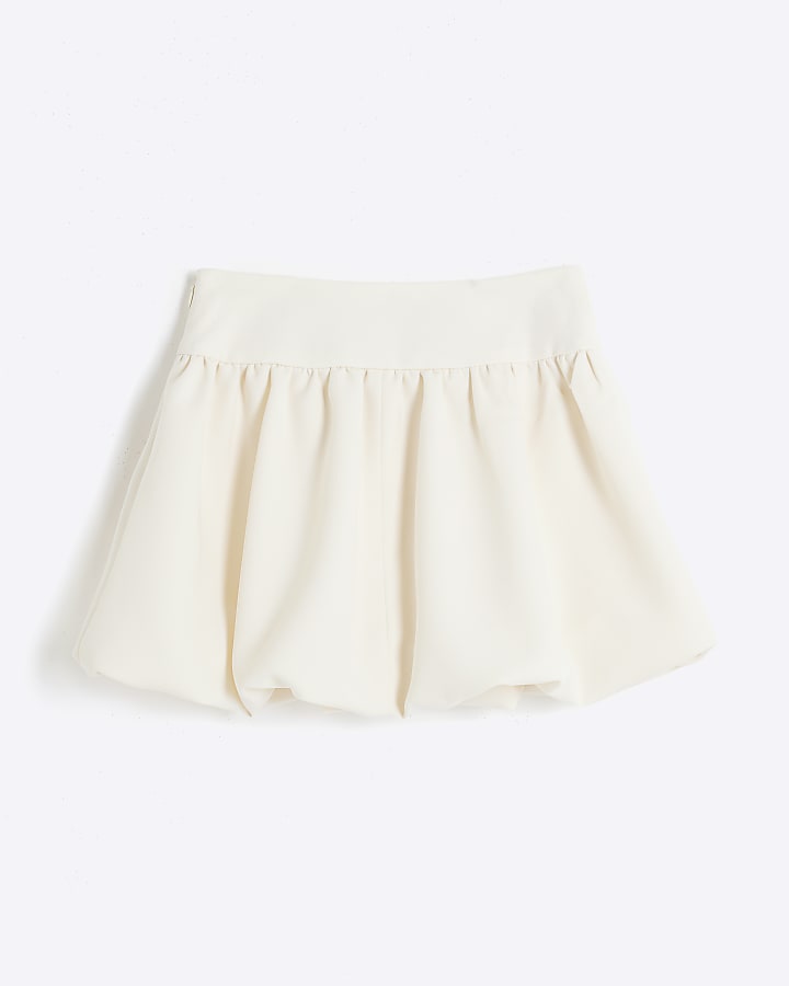 Girls Cream Bubble Hem Skirt