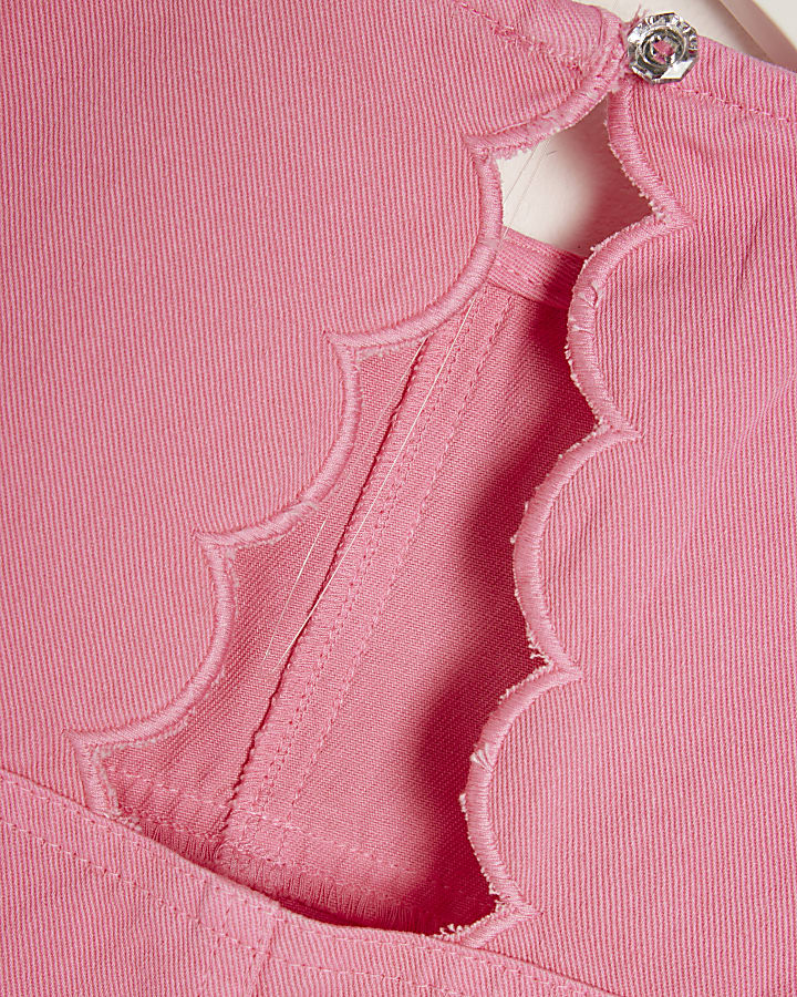 Mini Girls Pink Denim Outfit Set