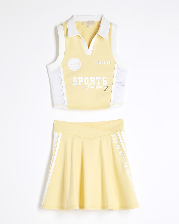 Girls Yellow RI Active Polo And Shorts Set