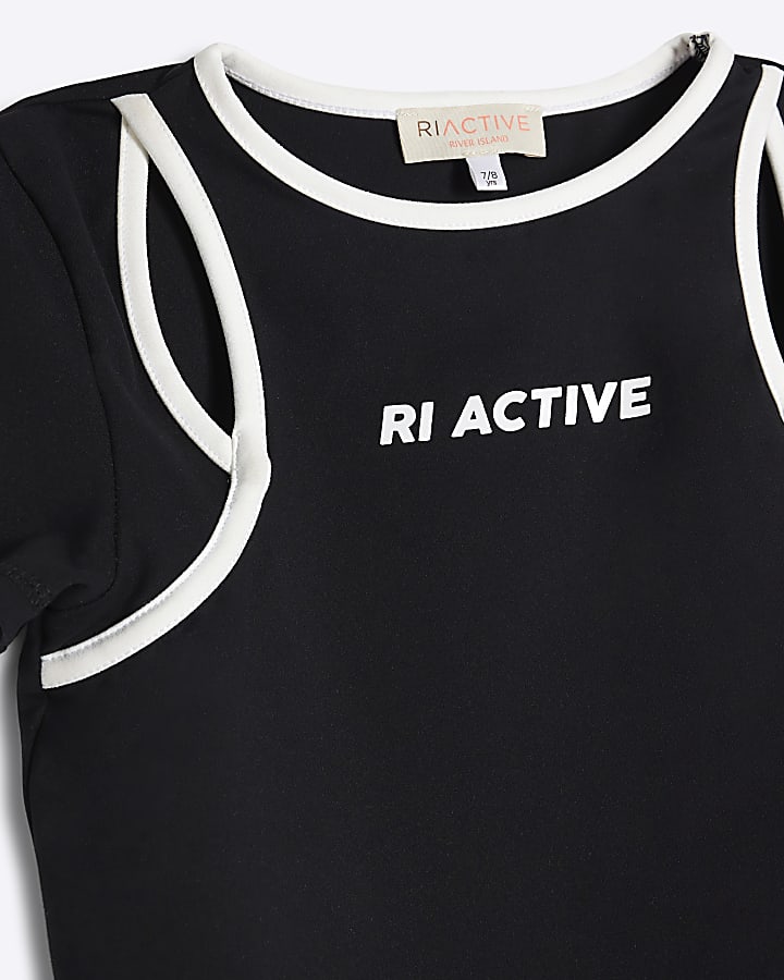 Girls Black RI Active Top And Leggings Set