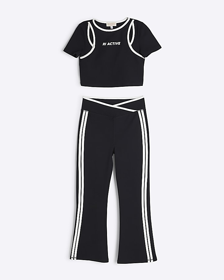 Girls Black RI Active Top And Leggings Set