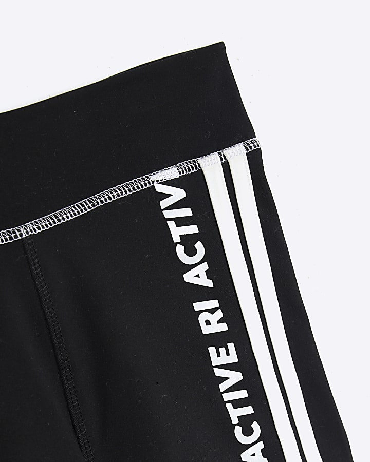 Girls Black RI Active Tape Cycle Shorts