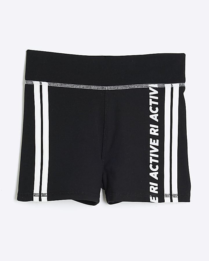 Girls Black RI Active Tape Cycle Shorts