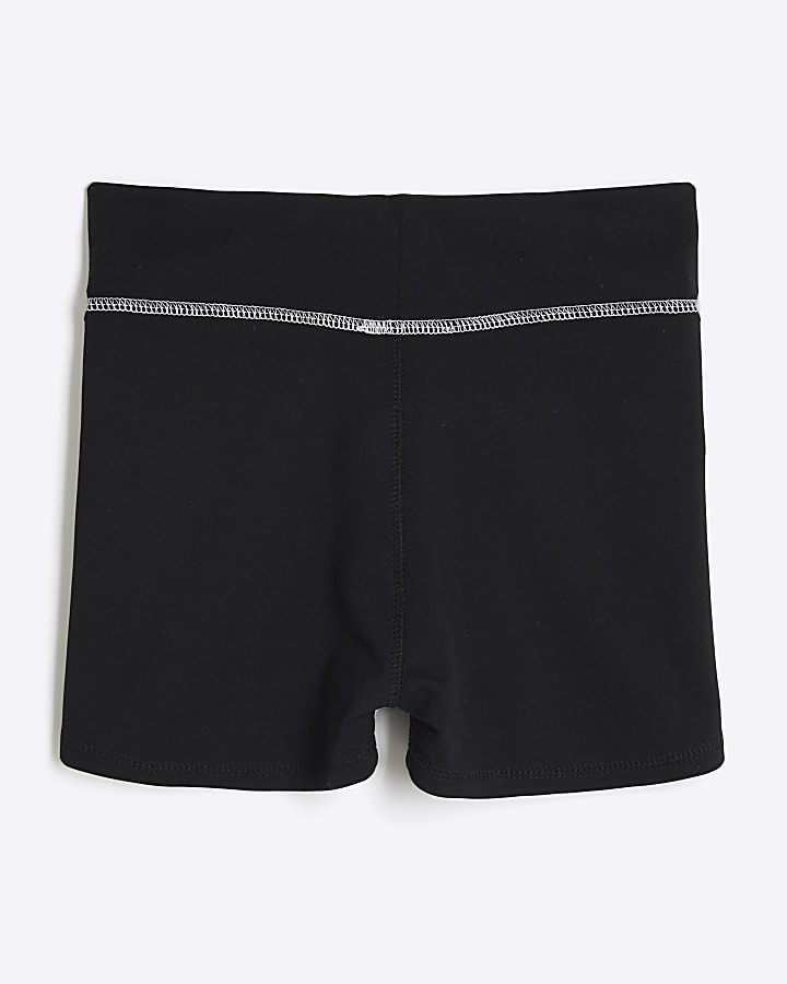 Girls Black RI Active Tape Cycle Shorts