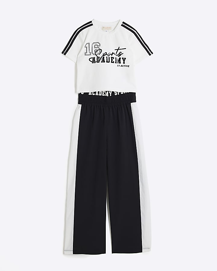 Girls Black RI Active T-Shirt And Joggers Set