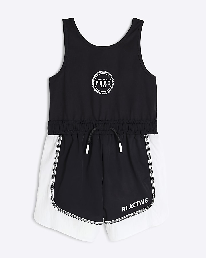 Girls Black RI Active Monochrome Playsuit