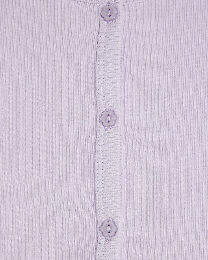 Girls Purple Ribbed Scoop Top