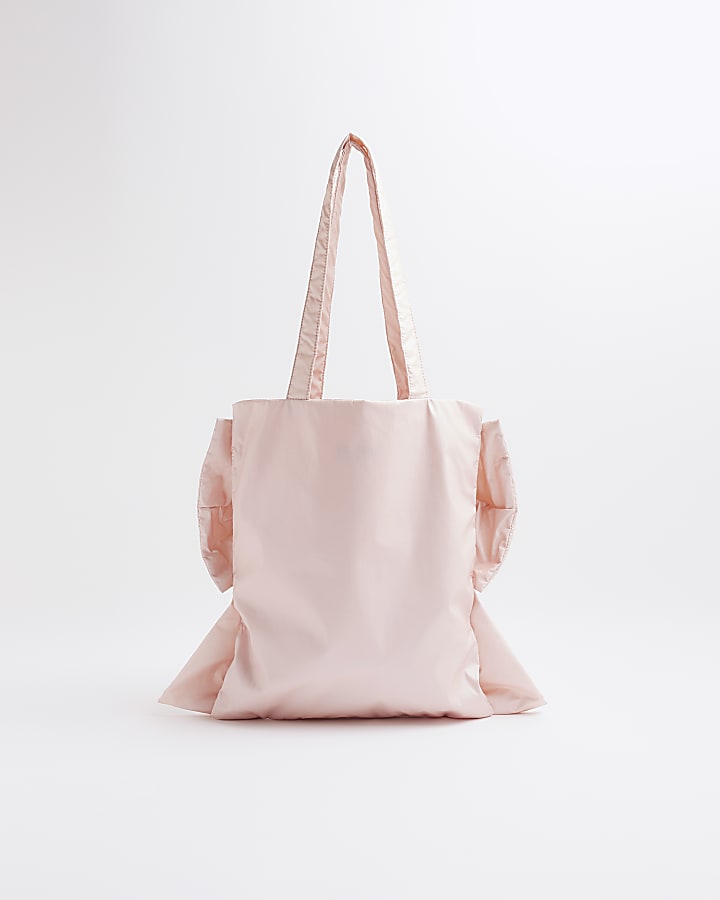 Girls Pink Oversized Bow Shopper Bag