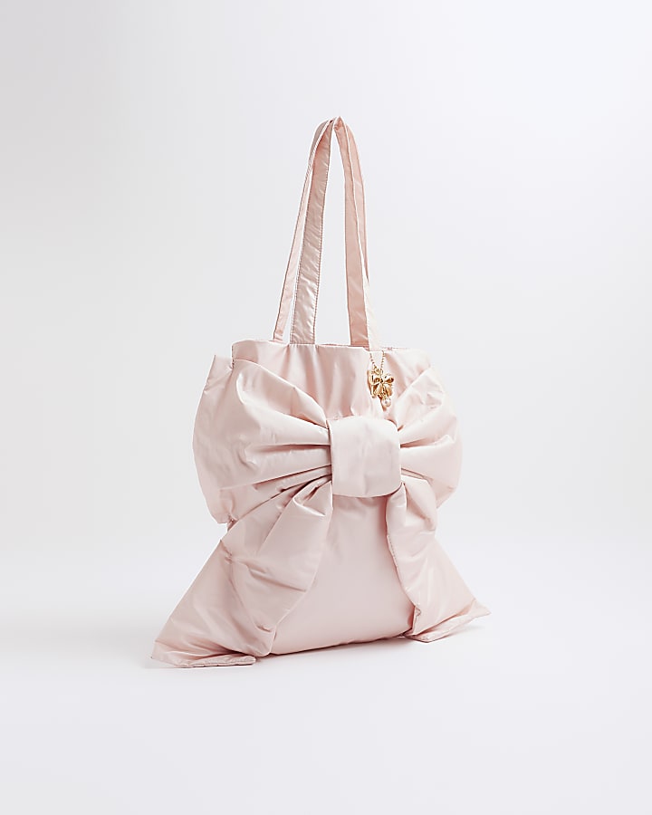 Girls Pink Oversized Bow Shopper Bag