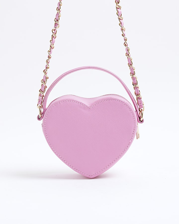 Pink Raffia Heart Cross Body Bag