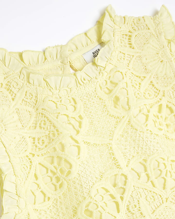 Girls Yellow Lace Shift Dress