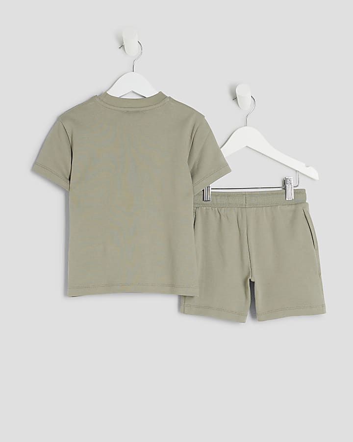 Mini Boys Khaki RR T-Shirt And Shorts Set