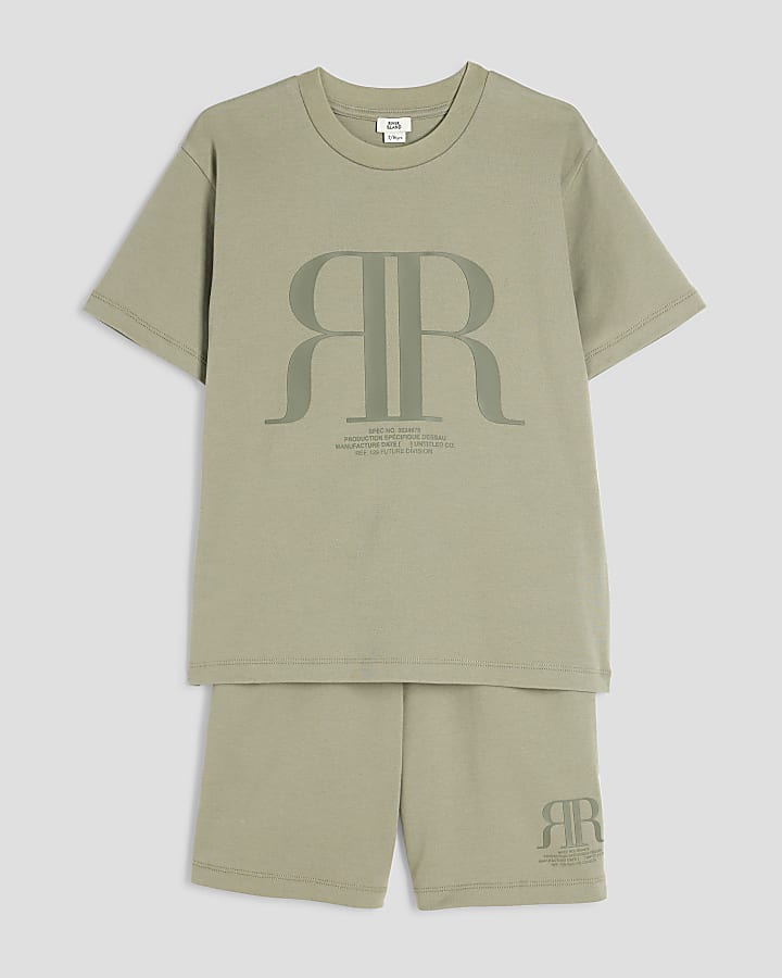 Boys Khaki RR T-Shirt And Shorts Set