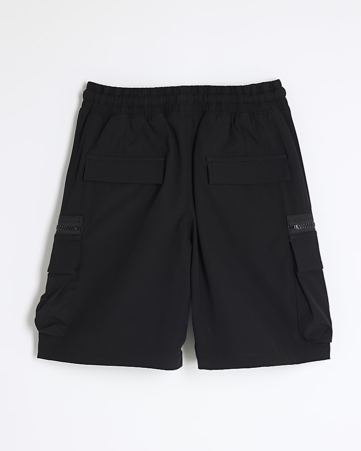 Boys Black Cargo Shorts