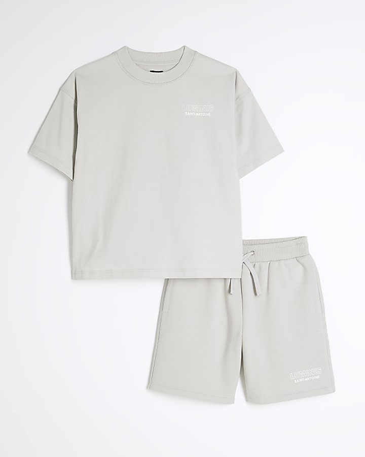 Boys Grey Luminis T-Shirt And Shorts Set