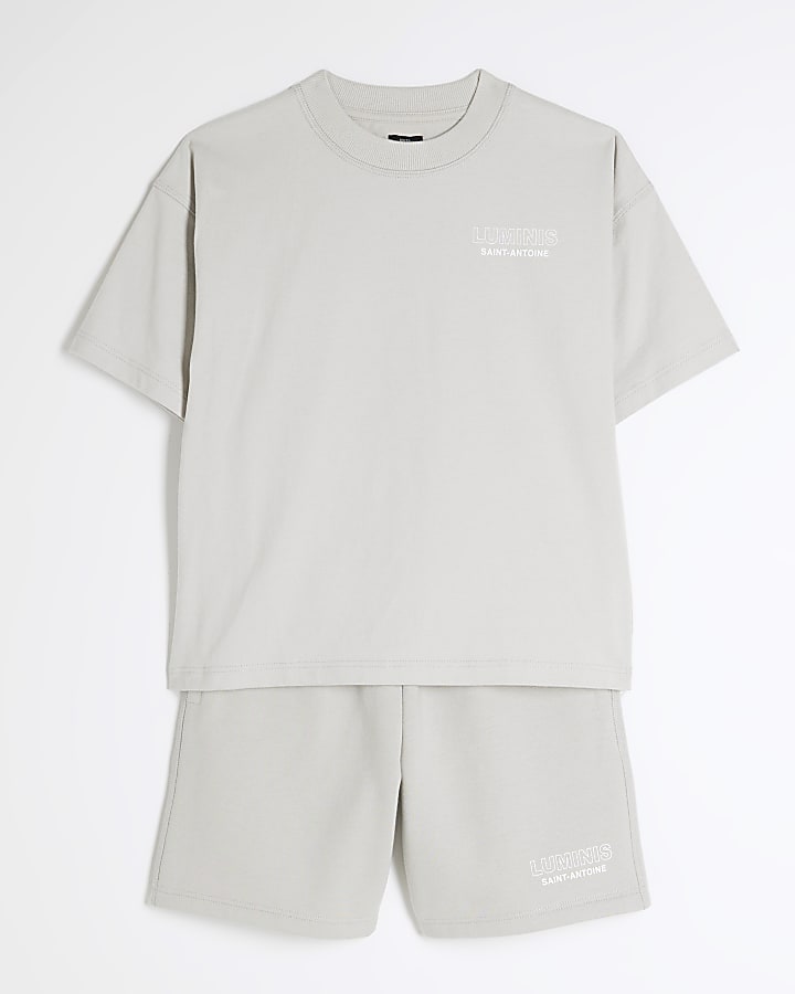 Boys Grey Luminis T-Shirt And Shorts Set