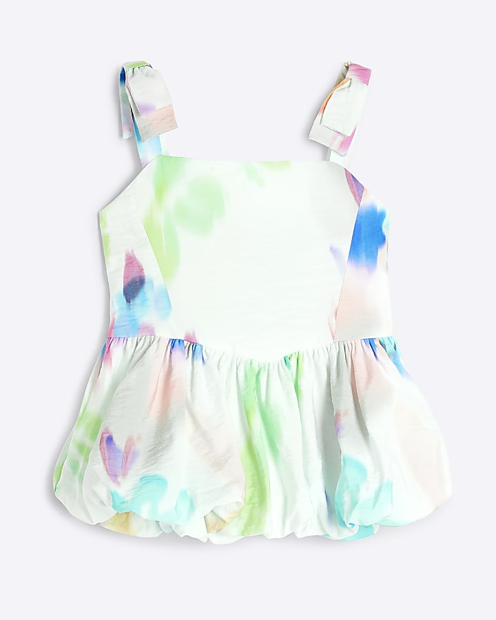 Girls Blue Blur Abstract Tie Strap Top