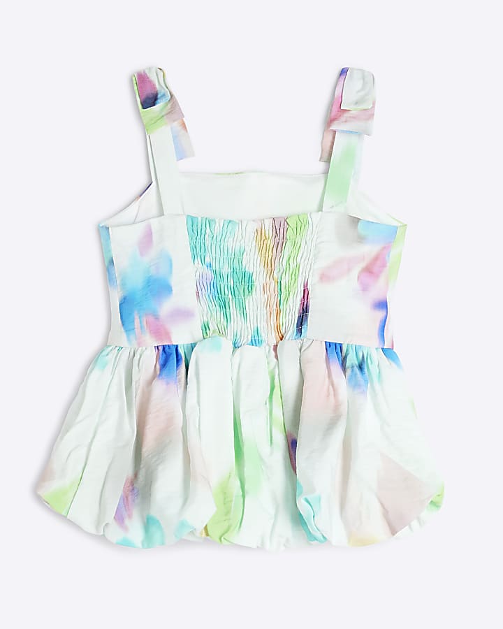 Girls Blue Blur Abstract Tie Strap Top