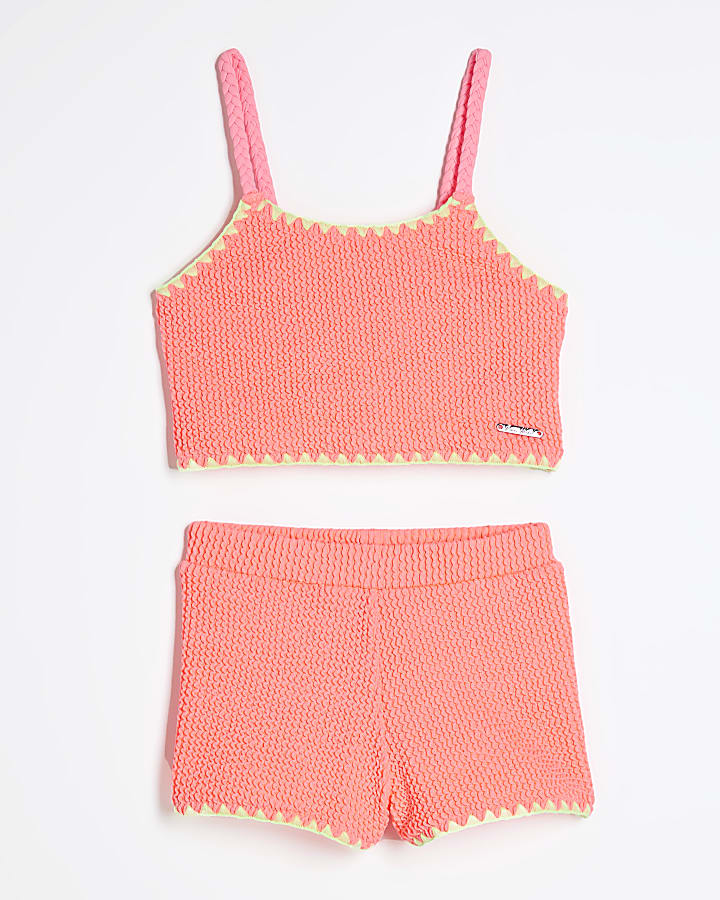 Mini Girls Coral Textured Bikini Top Set