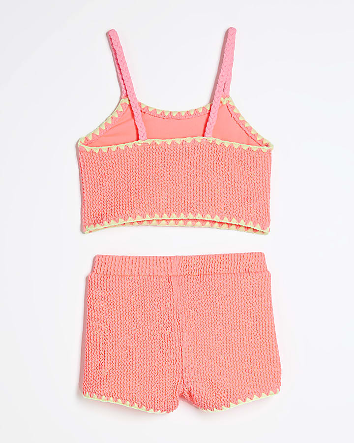 Mini Girls Coral Textured Bikini Top Set