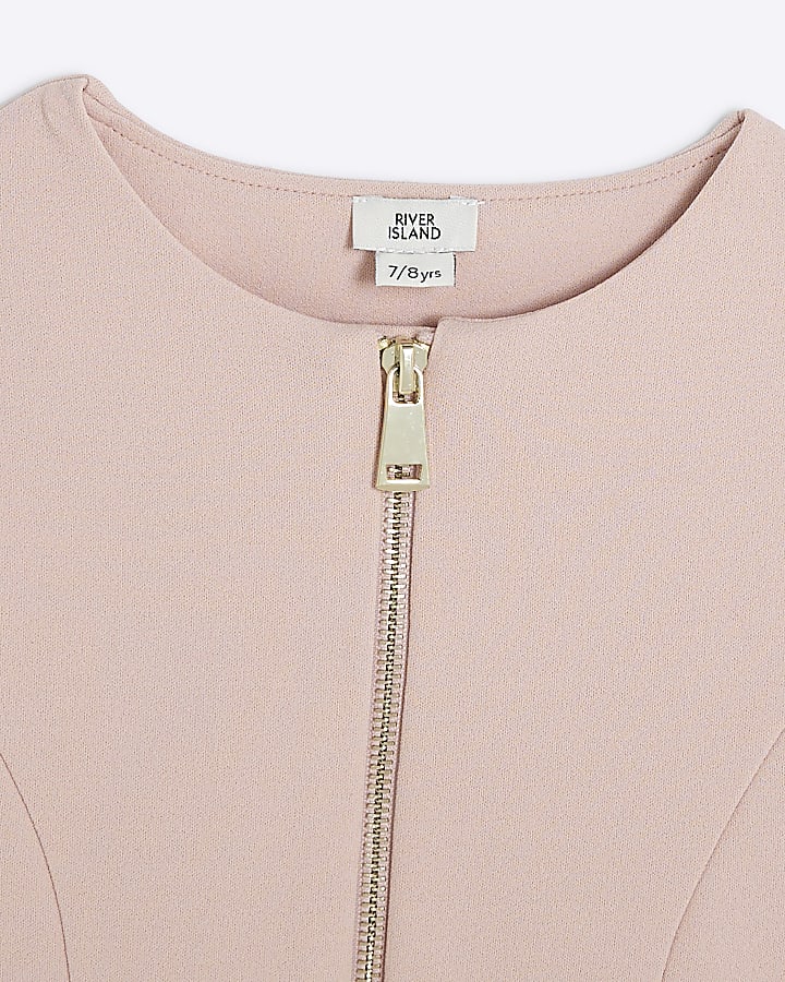 Girls Pink Scuba Bow Jacket