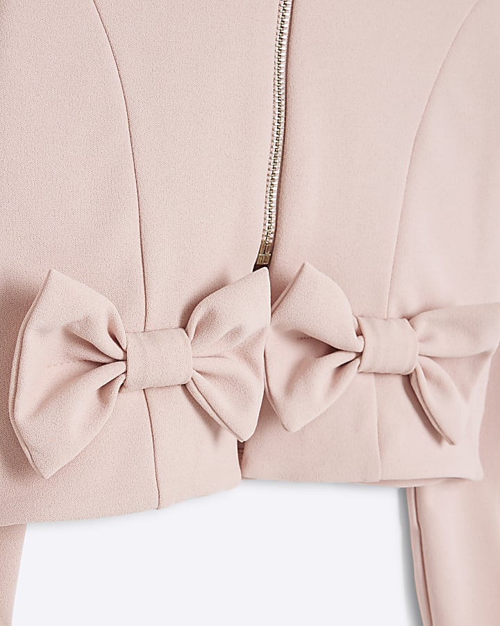 Girls Pink Scuba Bow Jacket