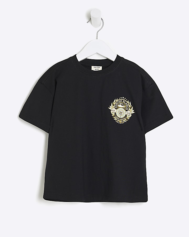 Mini Boys Black Corjito Blanco T-Shirt