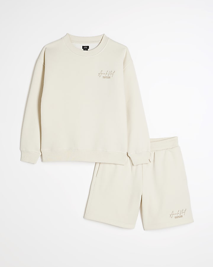 Boys White Ame Le Nuit Sweatshirt Set