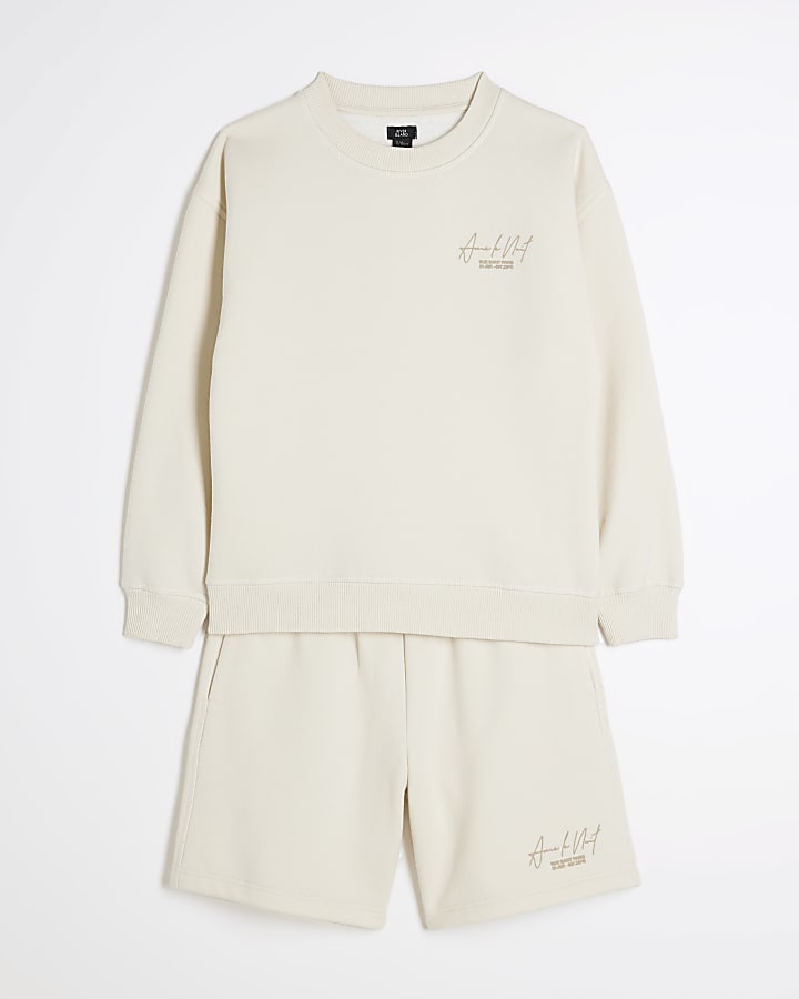 Boys White Ame Le Nuit Sweatshirt Set