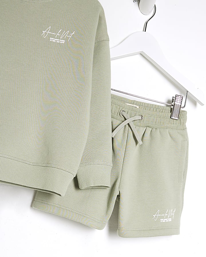 Mini Boys Green Ame Le Nuit Sweatshirt Set