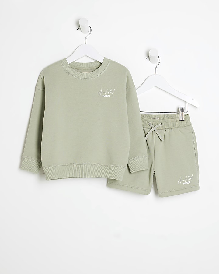 Mini Boys Green Ame Le Nuit Sweatshirt Set