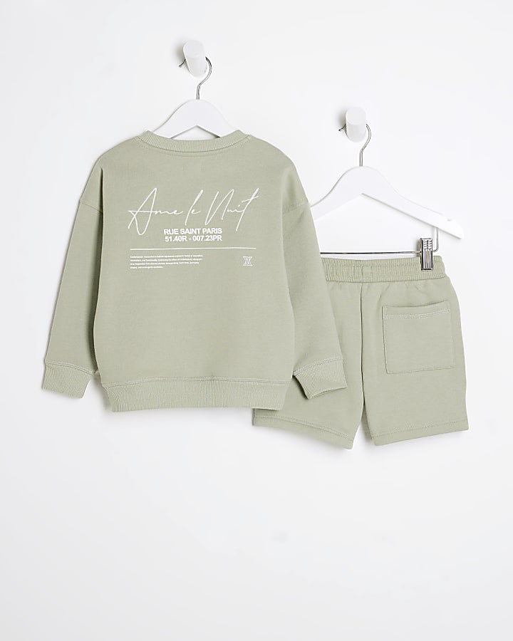 Mini Boys Green Ame Le Nuit Sweatshirt Set