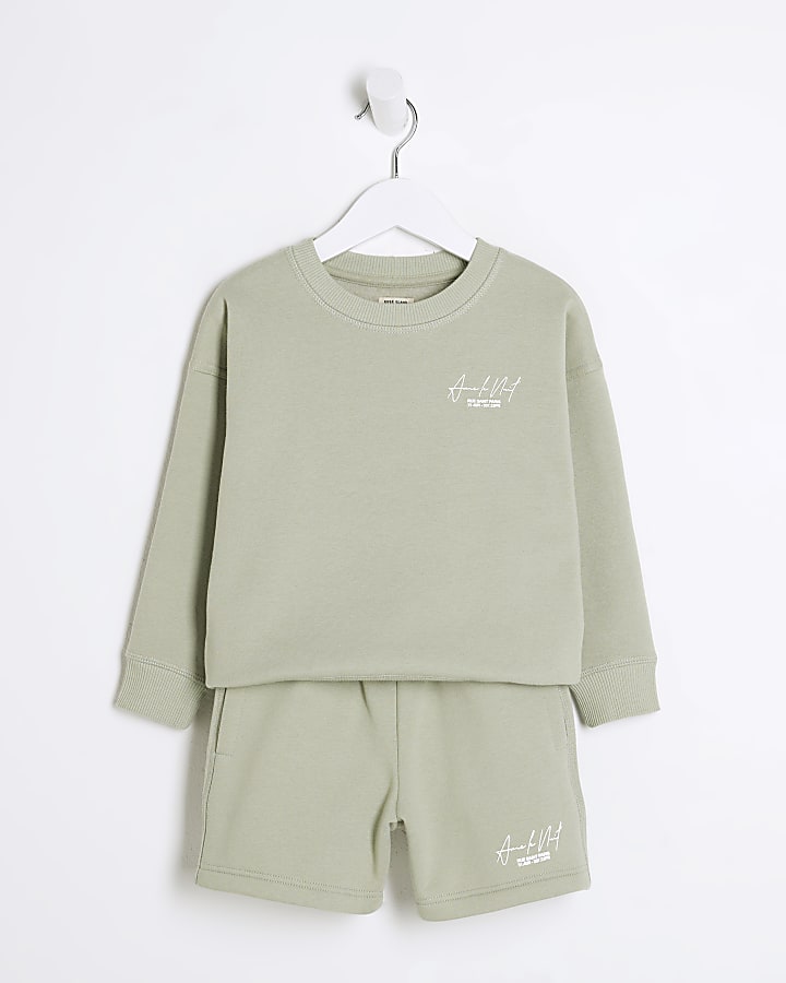 Mini Boys Green Ame Le Nuit Sweatshirt Set