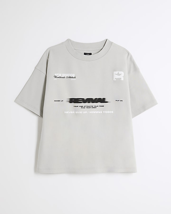 Premium Boys Grey Placement T-Shirt
