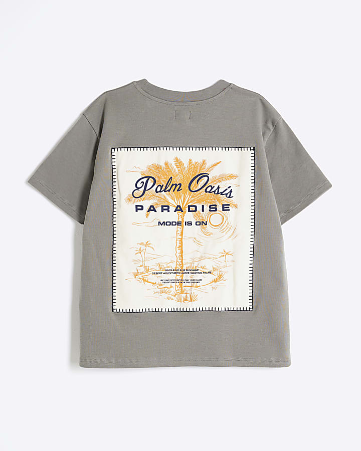 Boys Khaki Palm Patch T-Shirt