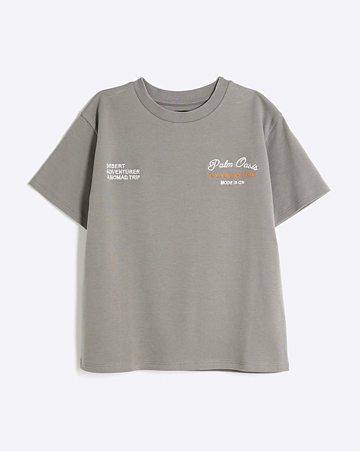 Boys Khaki Palm Patch T-Shirt