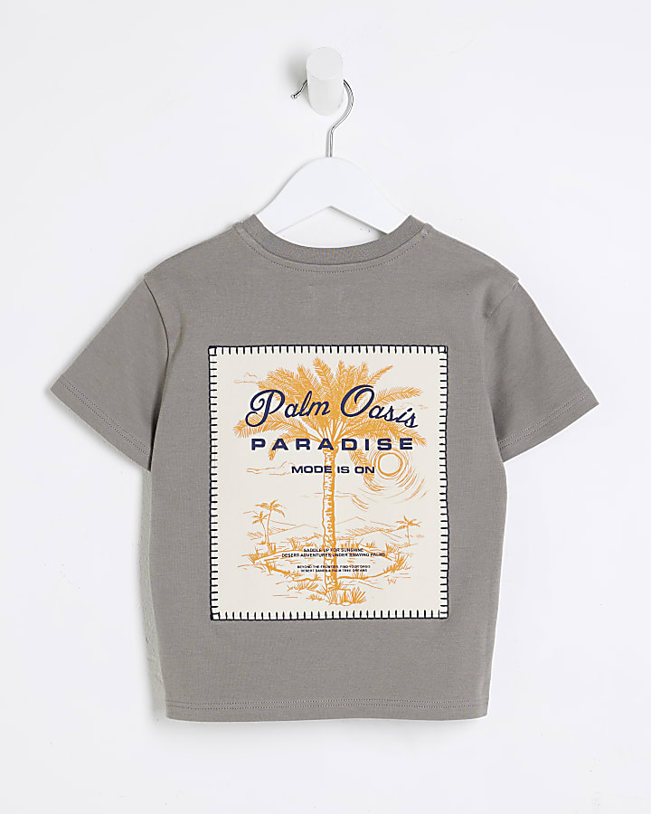 Mini Boys Khaki Palm Patch T-Shirt