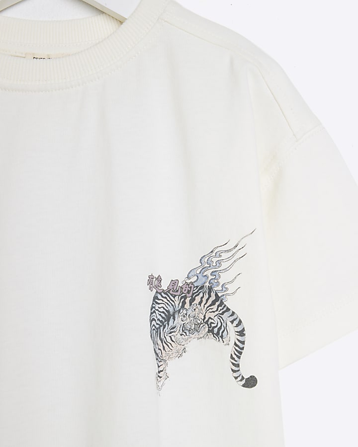 Mini Boys Beige Back Dragon T-Shirt