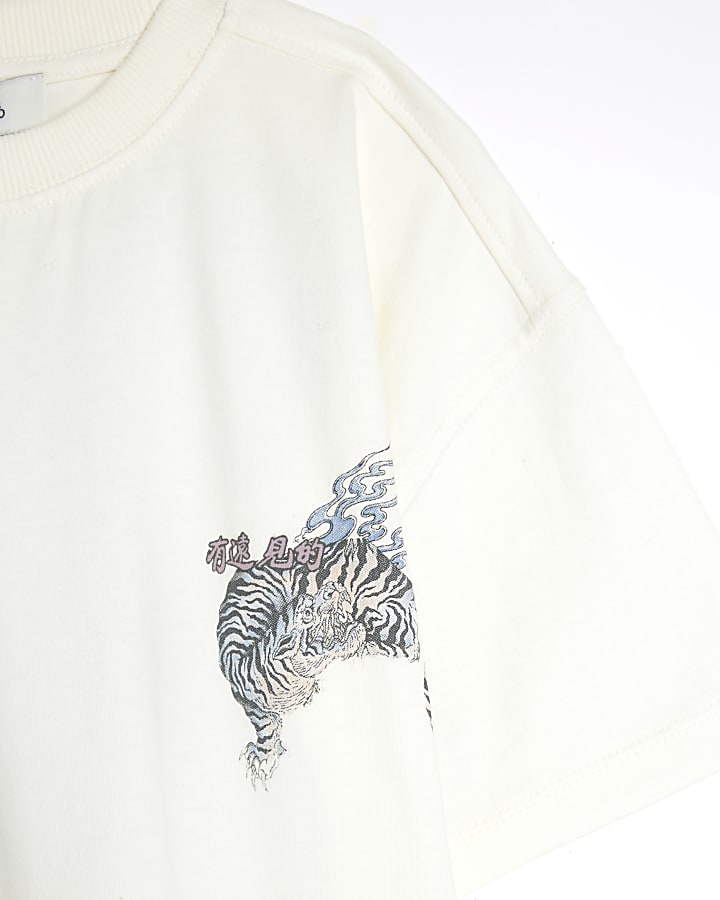 Boys Beige Back Dragon T-Shirt