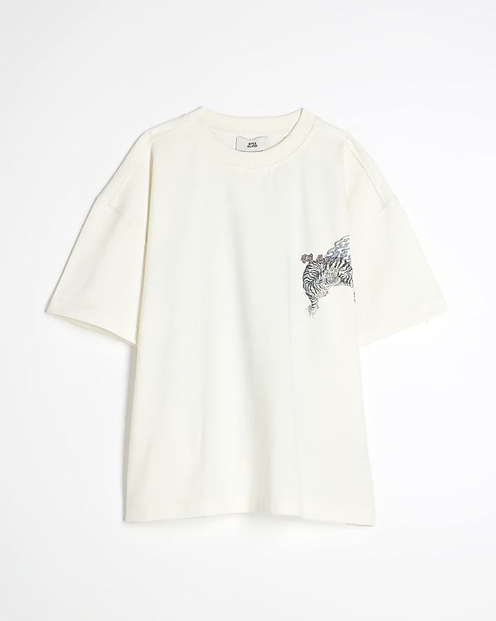 Boys Beige Back Dragon T-Shirt