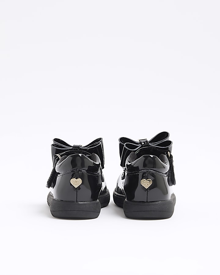 Mini Girls Black Patent Bow Shoes