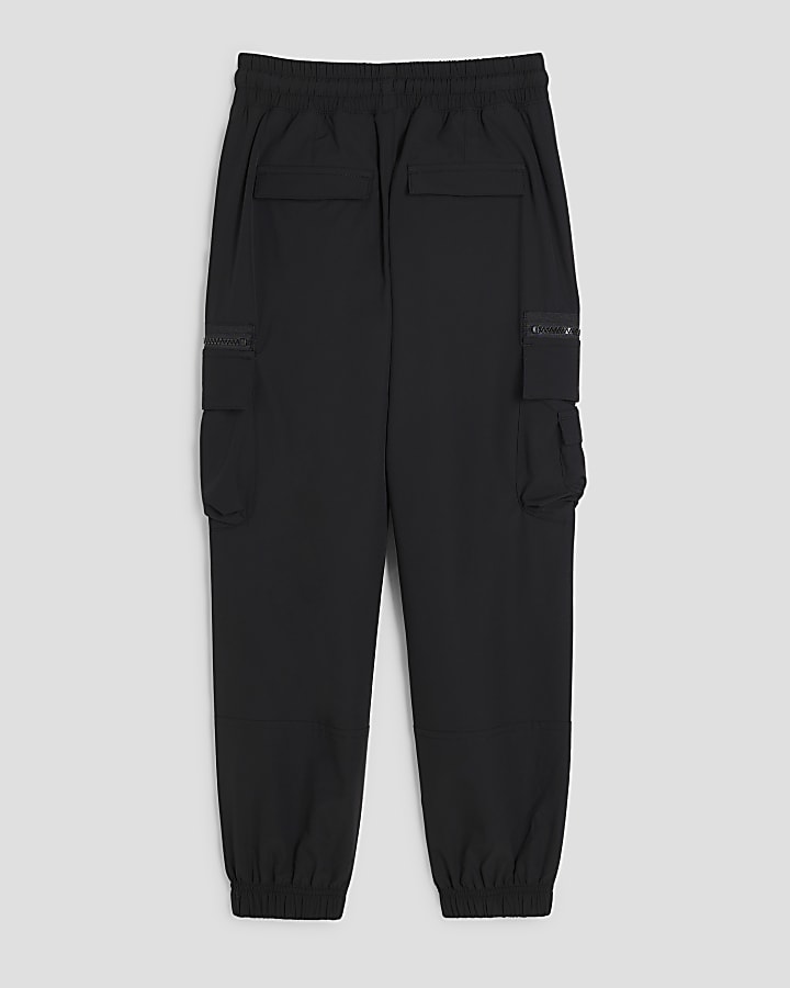 Boys Black Cargo Joggers