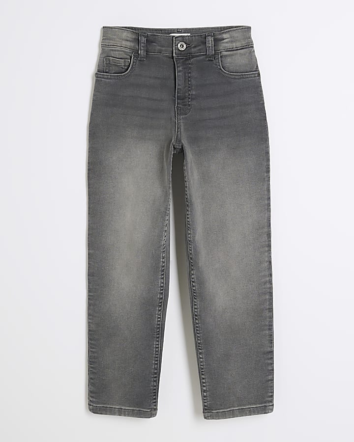 Boys Grey Denim Tapered Fit Jeans