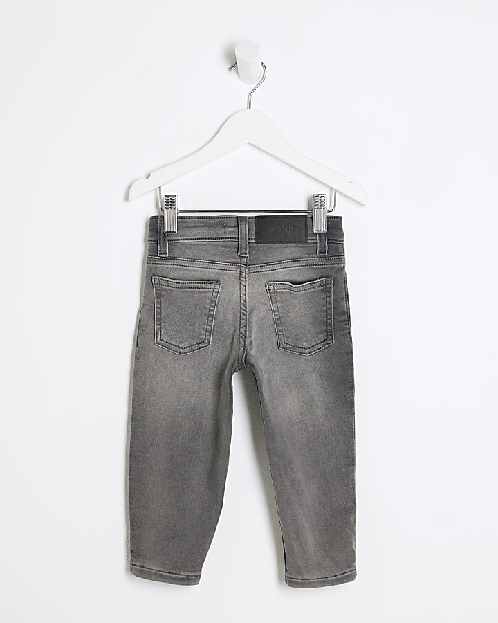 Mini Boys Grey Stretch Tapered Jeans