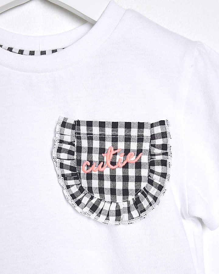 Mini Girls Black Gingham T-Shirt & Jeans Set